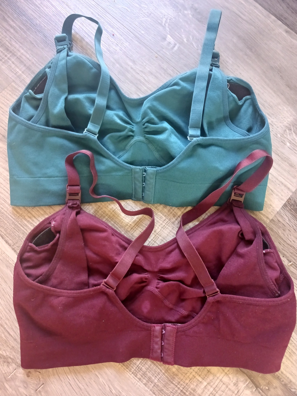 2 | Seamless Comfort Nursing Bras - Teal & Burgundy - Picture 2 of 5